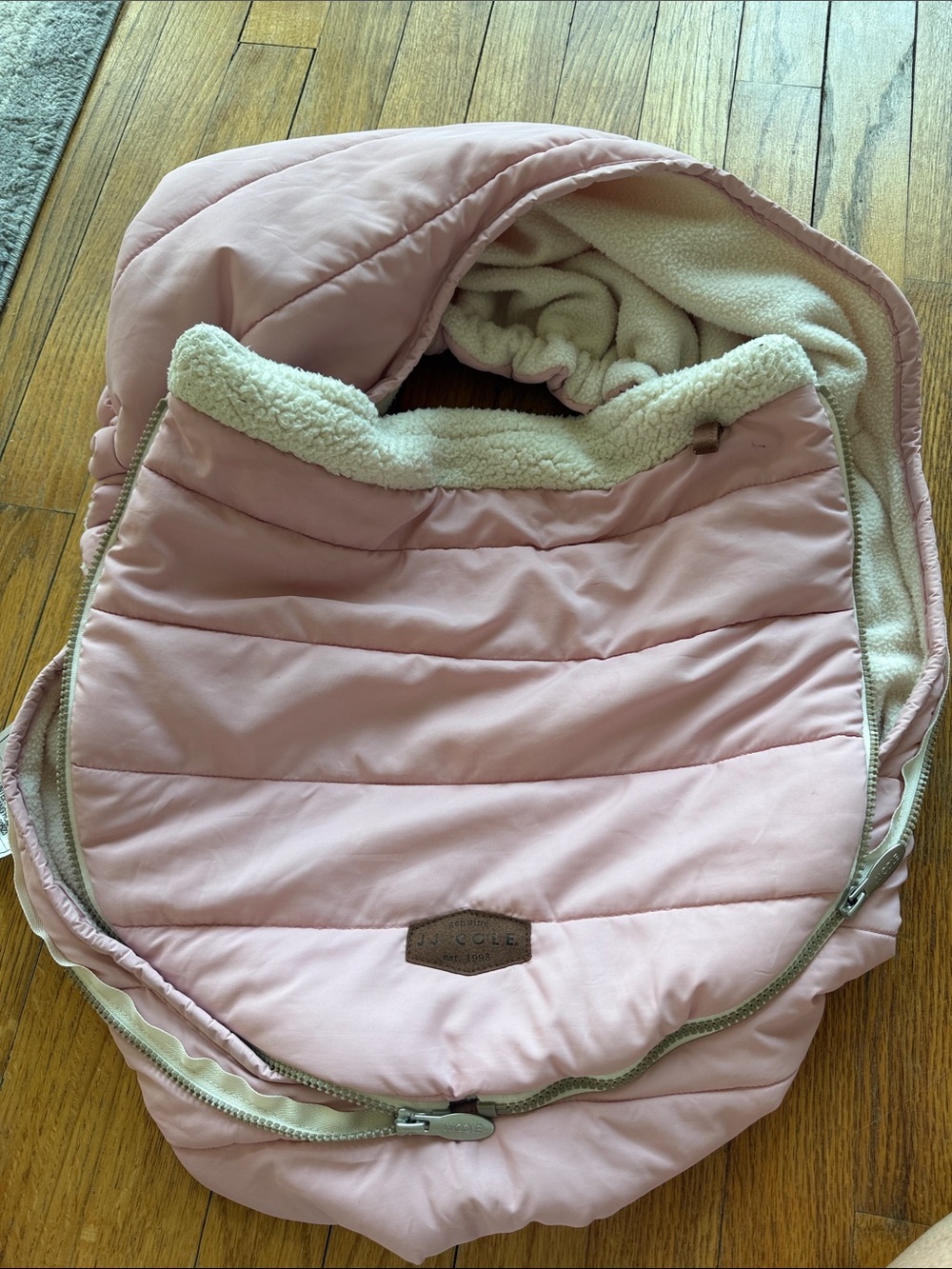JJ Cole Pale Pink Sherpa-Lined Baby Footmuff for car seat